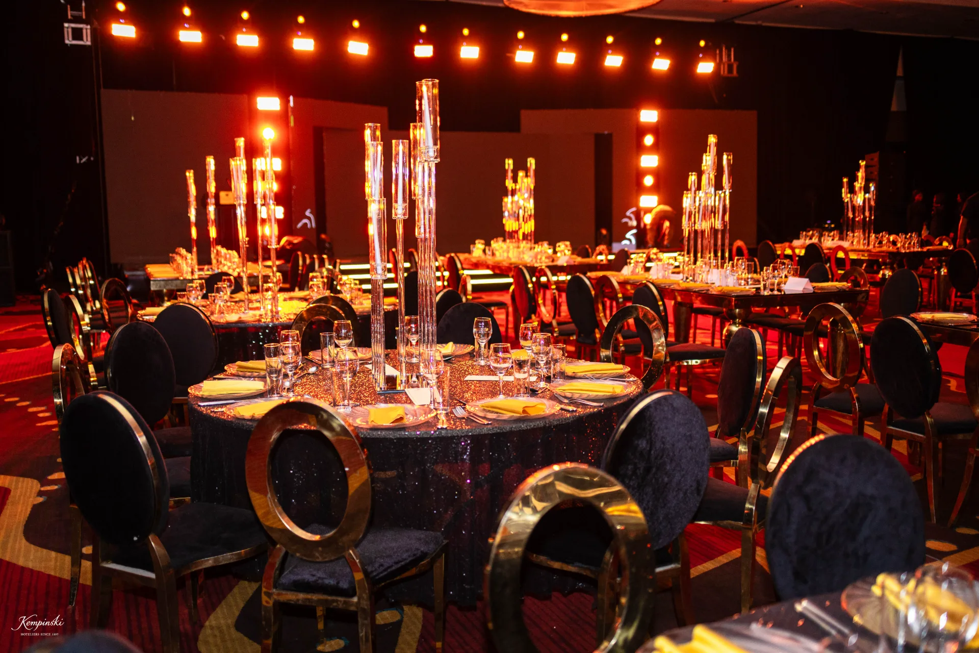 Corporate award photography by Crimson Concepts, Accra Ghana — Kempinski Staff Excellence Awards banquet setup