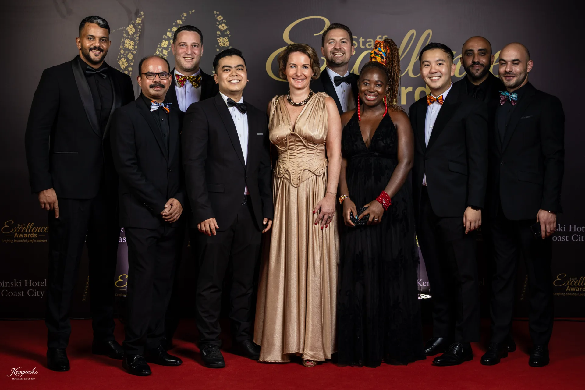 Corporate award photography by Crimson Concepts, Accra Ghana — Kempinski Staff Excellence Awards group portrait