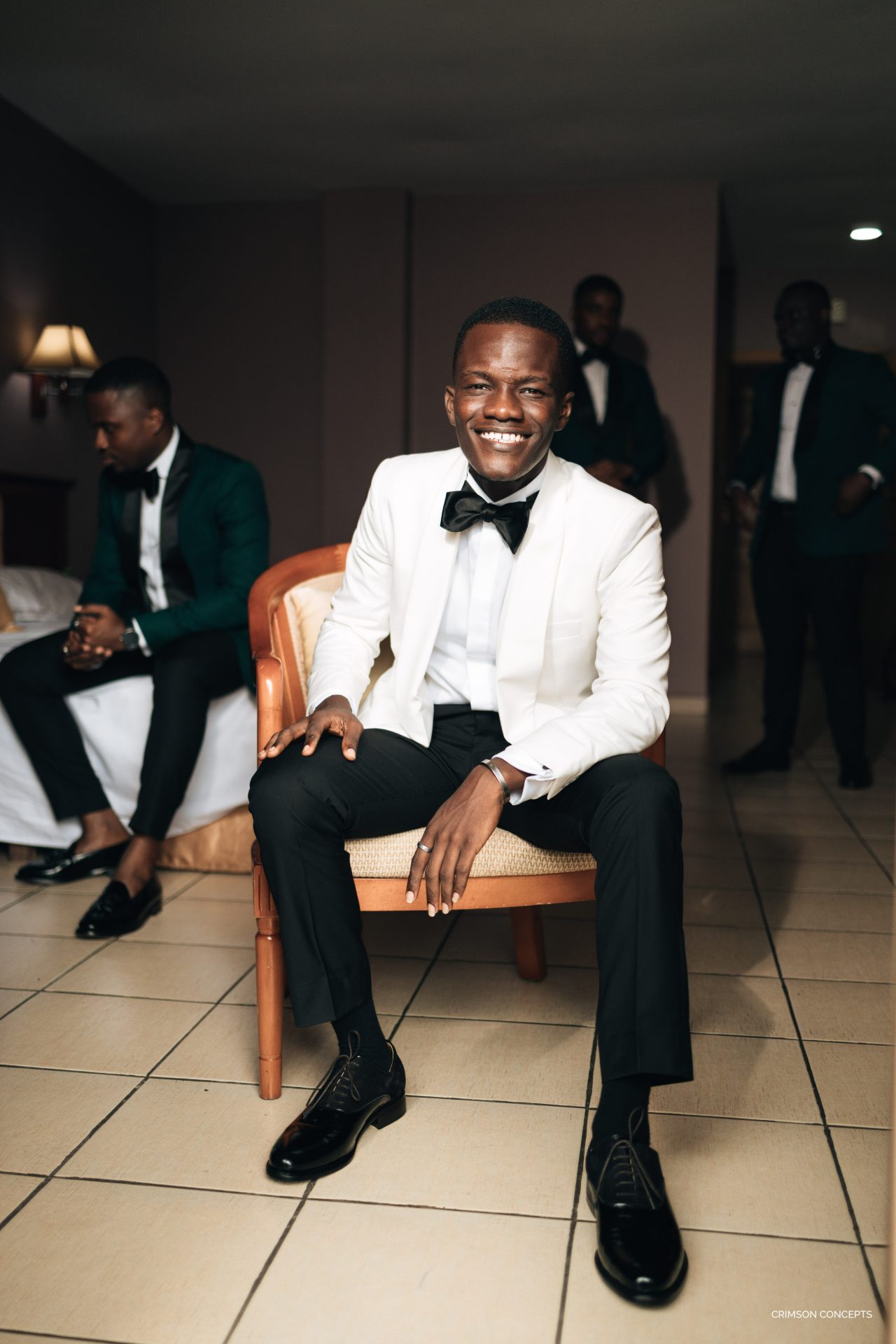 Wedding photography by Crimson Concepts, Accra Ghana — groom portrait, wedding day one
