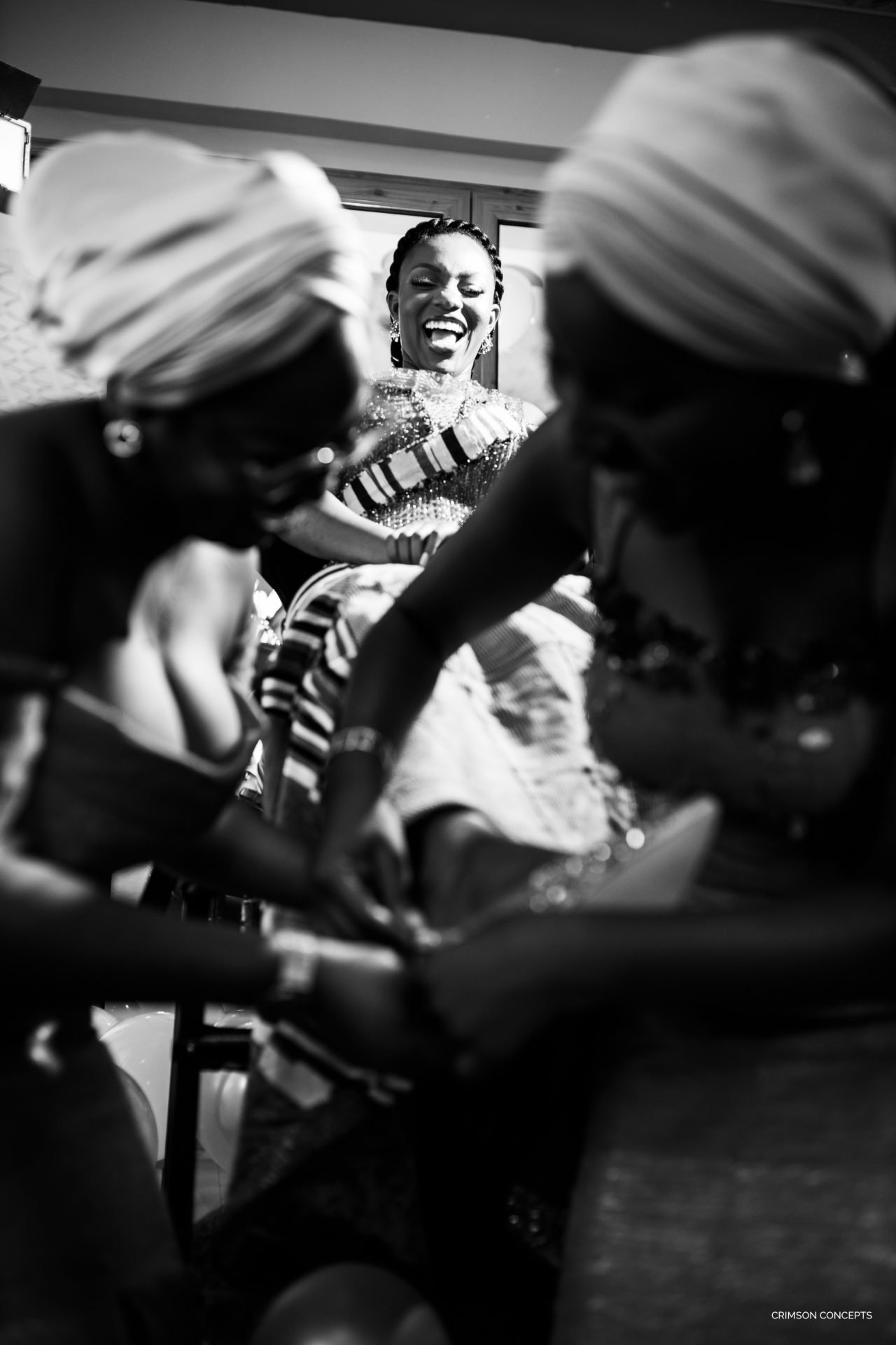 Wedding photography by Crimson Concepts, Accra Ghana — candid black and white moment
