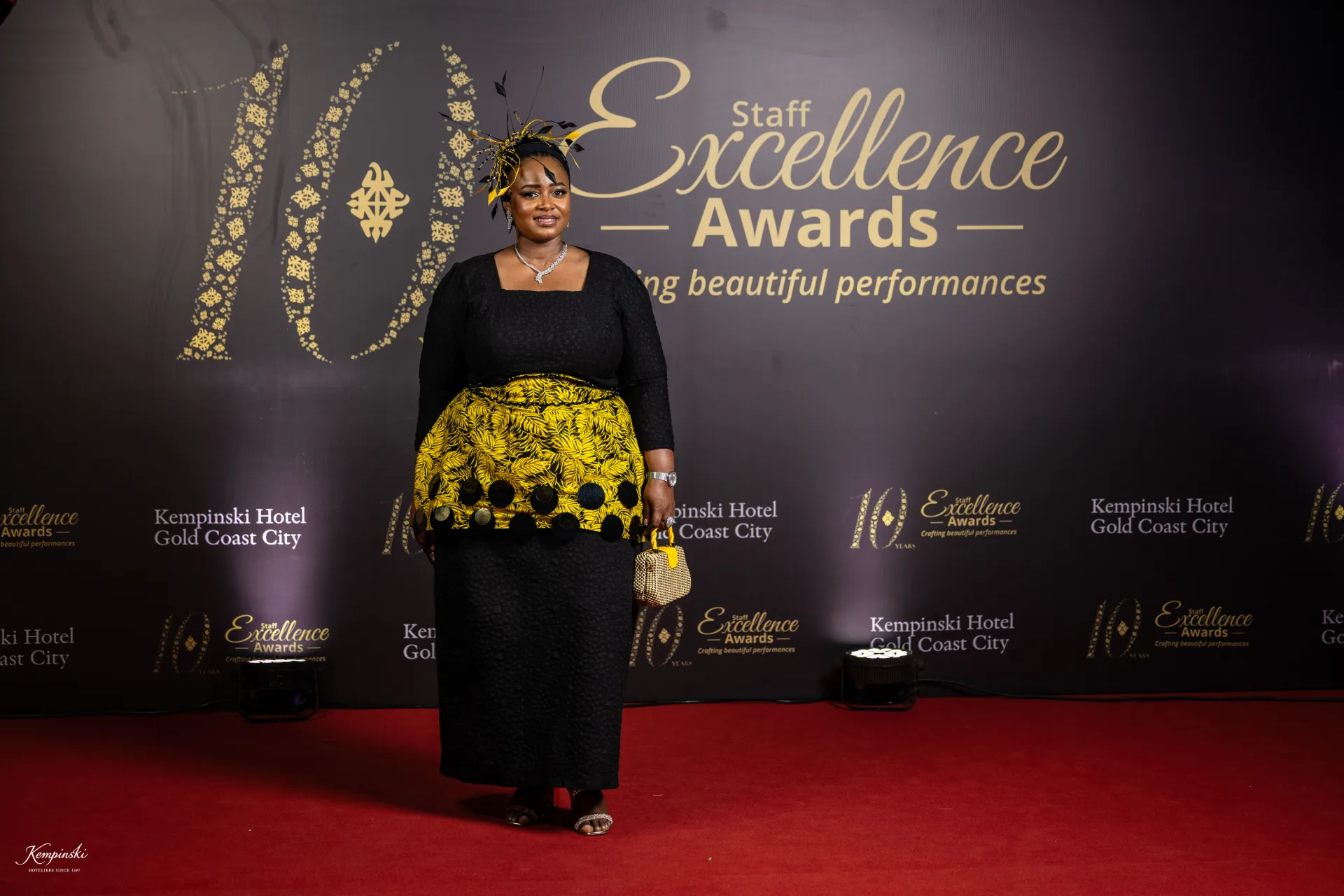 Corporate award photography by Crimson Concepts, Accra Ghana — Kempinski Staff Excellence Awards red carpet portrait